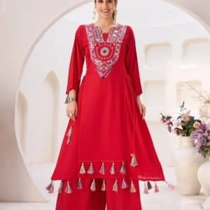 peach pink floral printed cotton kurta set with palazzo and dupatta – comfortable daily wear & festive ethnic outfit