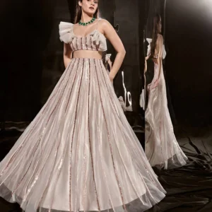 women's elegant pink floral printed lehenga choli with sequin embellished blouse, mirror work dupatta and flowing flared skirt – perfect for weddings, parties, festive & traditional occasions