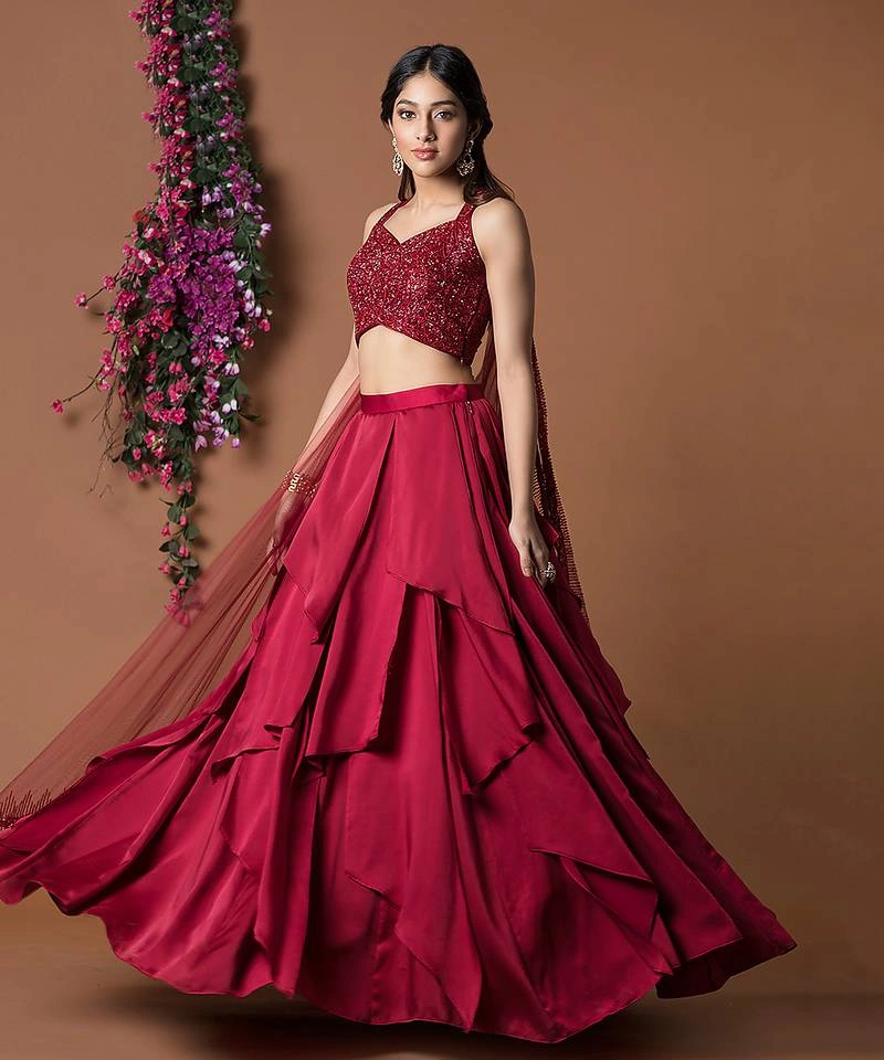 women's elegant pink floral printed lehenga choli with sequin embellished blouse, mirror work dupatta and flowing flared skirt – perfect for weddings, parties, festive & traditional occasions women's elegant pink floral printed lehenga choli with sequin embellished blouse, mirror work dupatta and flowing flared skirt – perfect for weddings, parties, festive & traditional occasions