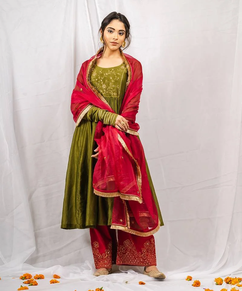 deep maroon anarkali suit with golden embroidery and net dupatta deep maroon anarkali suit with golden embroidery and net dupatta