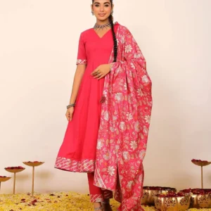 deep maroon anarkali suit with golden embroidery and net dupatta