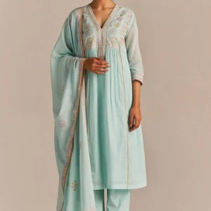 peach pink floral printed cotton kurta set with palazzo and dupatta – comfortable daily wear & festive ethnic outfit