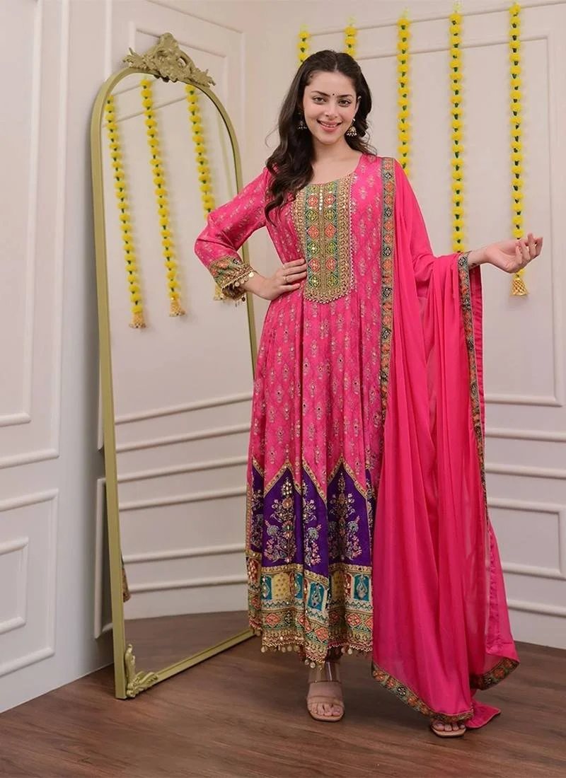 deep maroon anarkali suit with golden embroidery and net dupatta deep maroon anarkali suit with golden embroidery and net dupatta