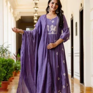 peach pink floral printed cotton kurta set with palazzo and dupatta – comfortable daily wear & festive ethnic outfit