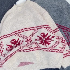 floral embroidered v neck knit sweater – soft and cozy design with delicate flower details | available in red, cream, and gray | perfect for a cute and feminine winter look